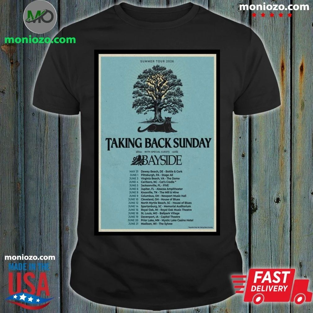 Taking Back Sunday 2026 US Tour with Bayside Poster T-Shirt