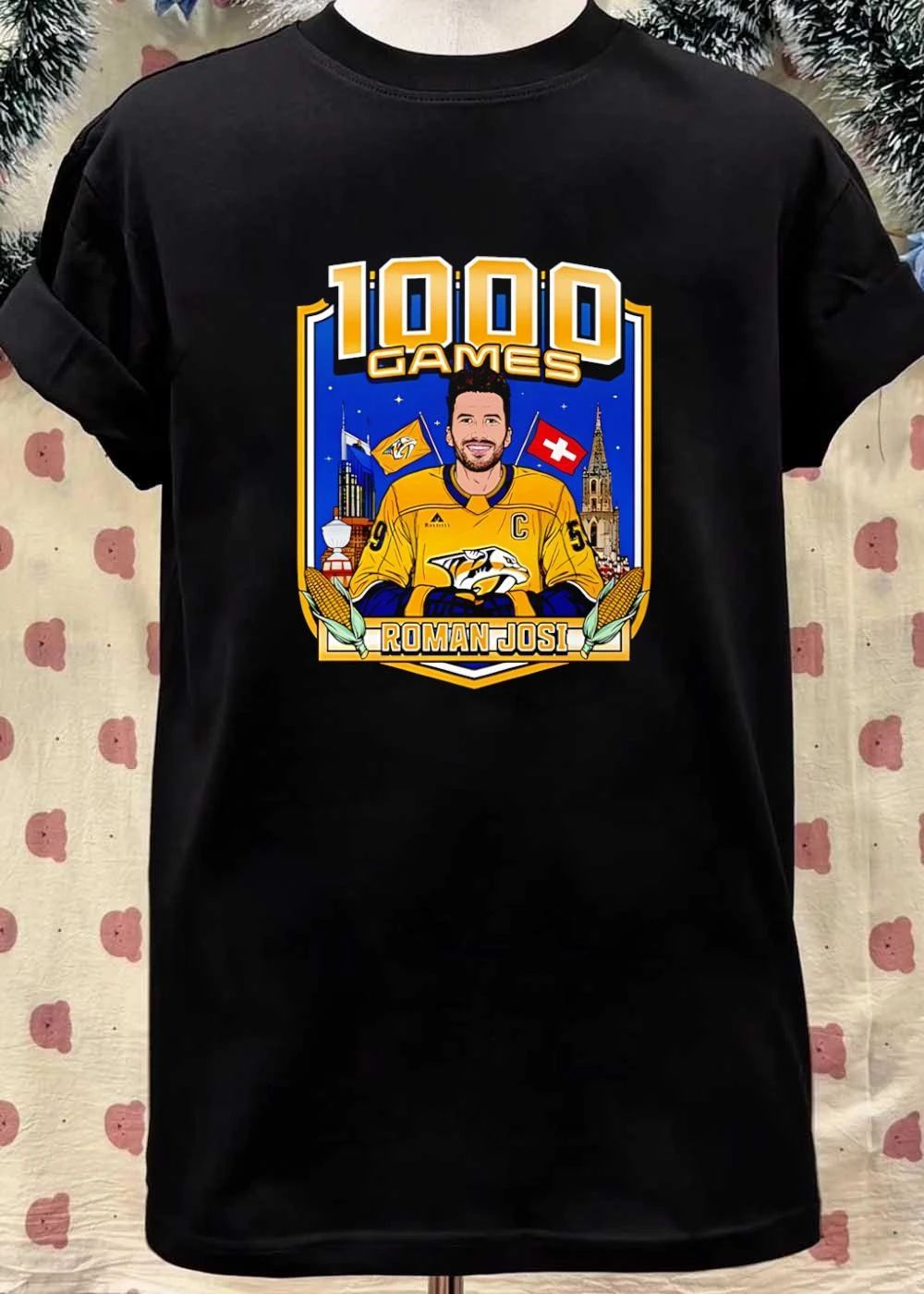 Roman Josi 1000 Games Captain Switzerland Nashville Hockey shirt