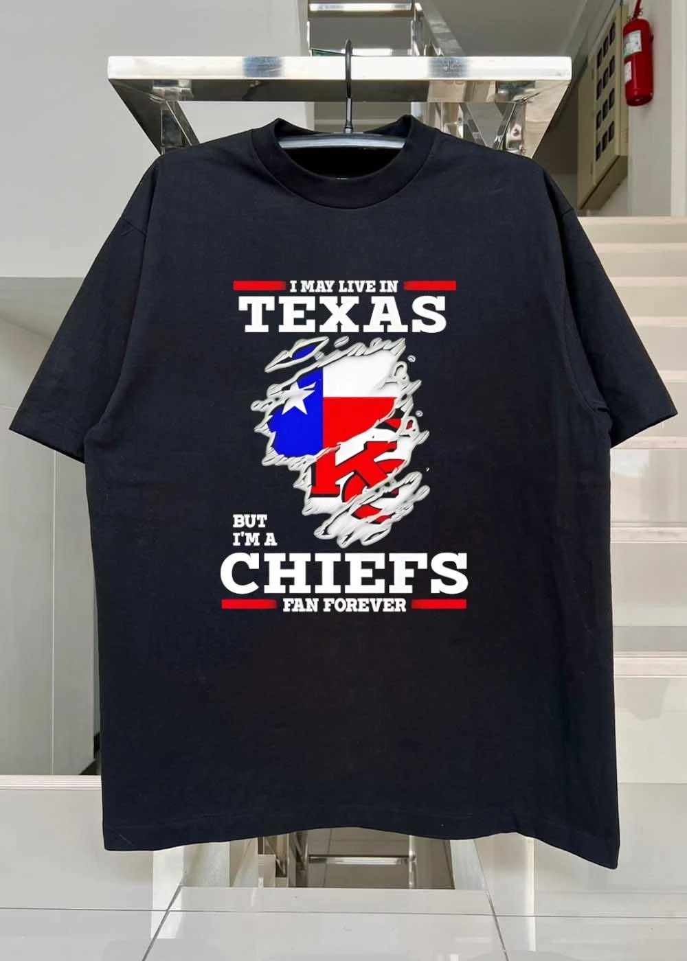 I may live in Texas but I’m a Kansas City Chiefs fan forever shirt