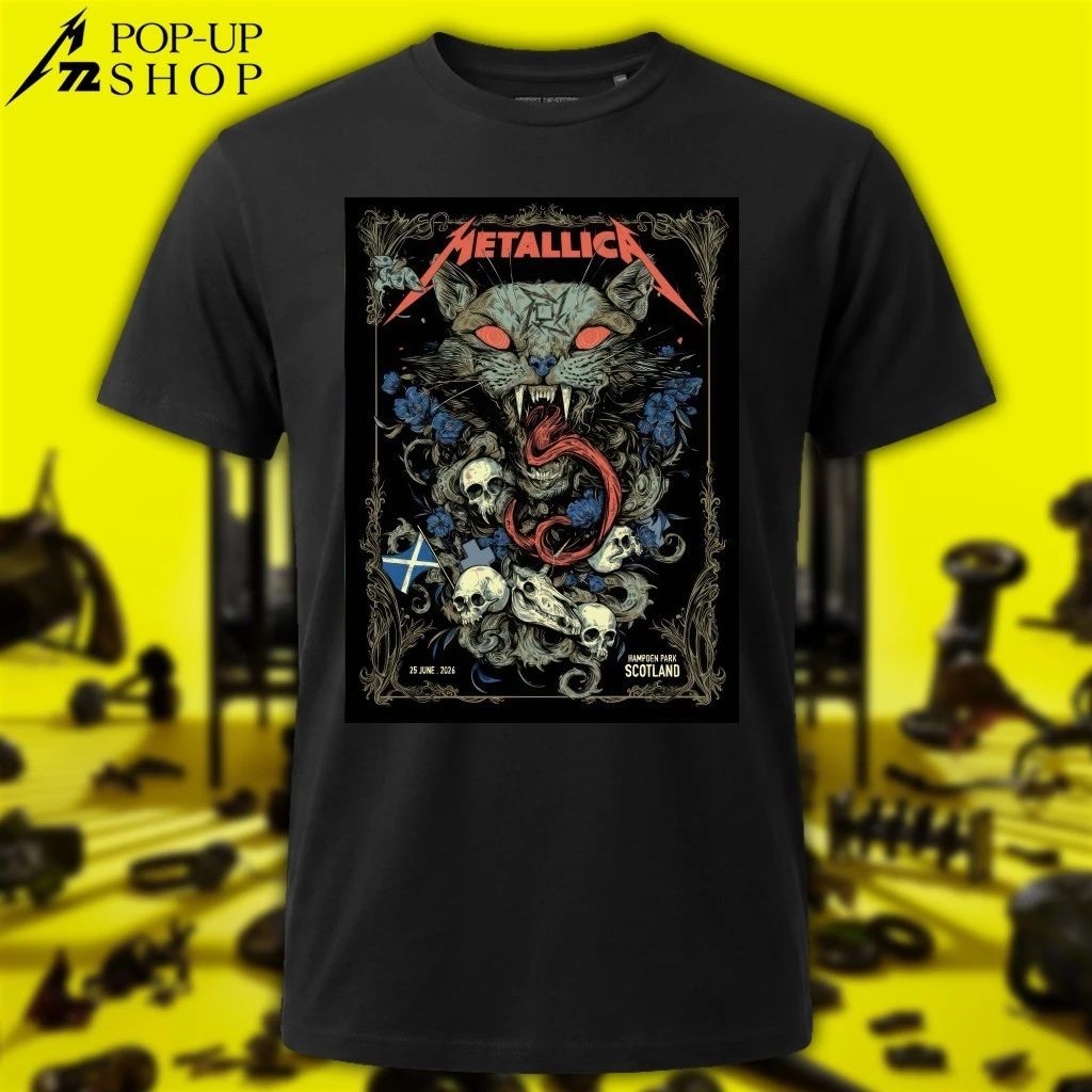 Wolf Skull Jack and White Duck Editions Metallica Glasgow Hampden Park Poster Concert 2026 T-Shirt