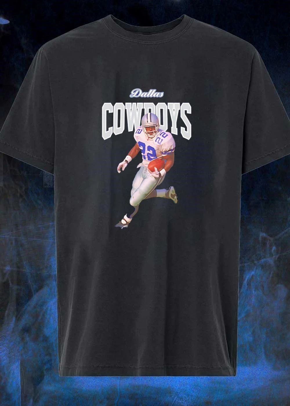 Emmitt Smith Running with Football Dallas Cowboys shirt