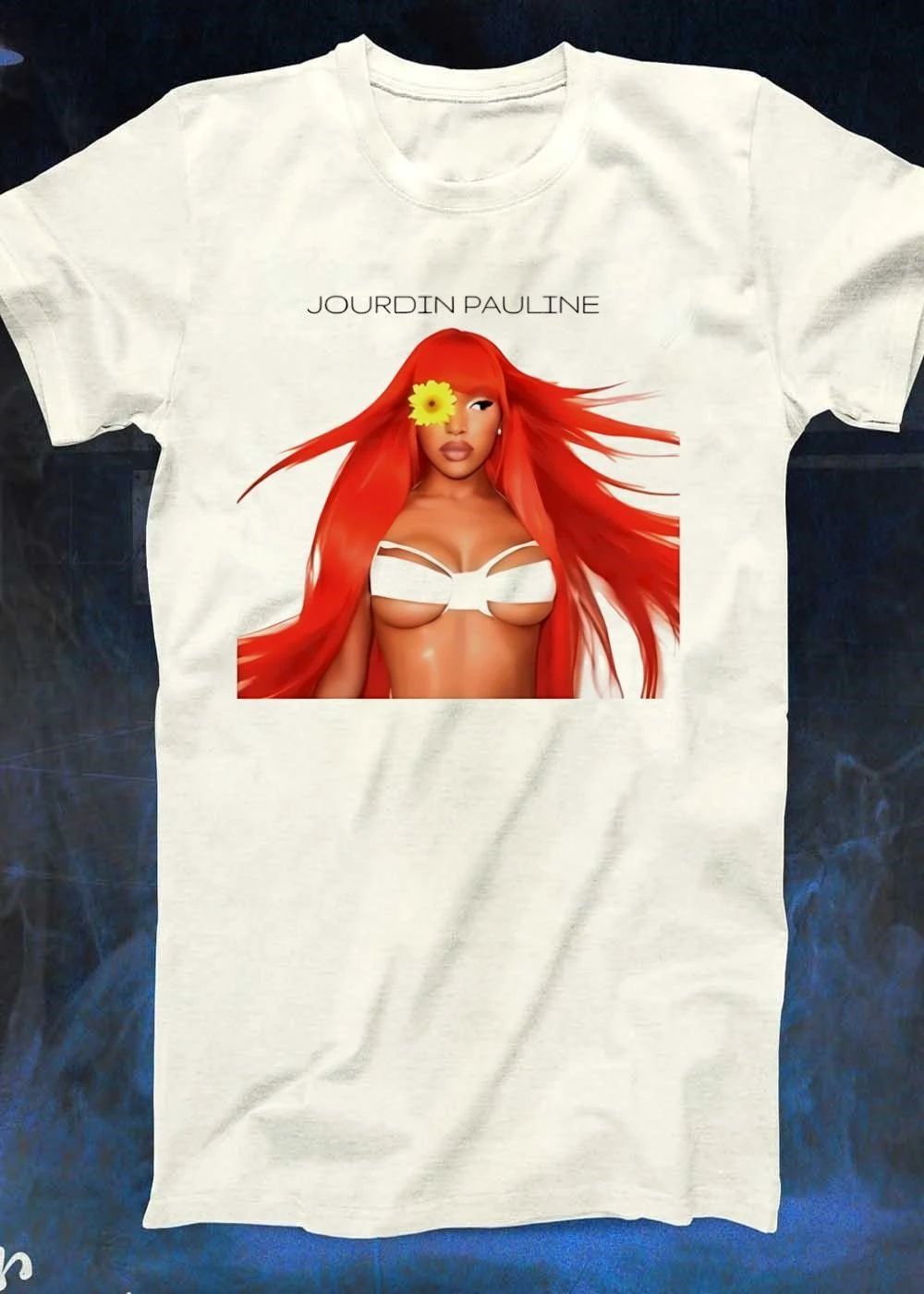 Jourdin Pauline Long Orange Hair Flower shirt