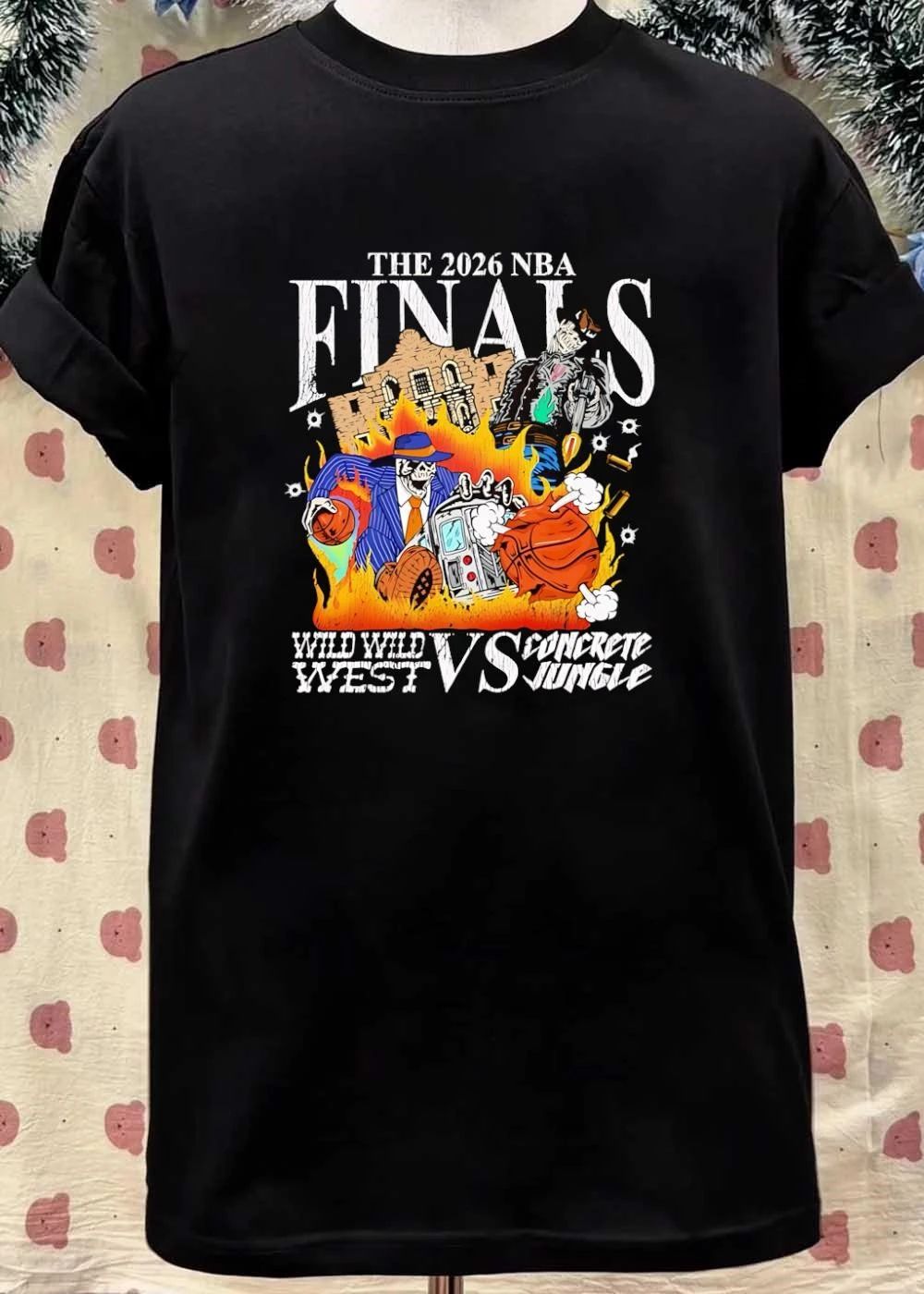 The 2026 NBA Finals Wild Wild West vs Concrete Jungle Spurs Knicks Skeleton shirt