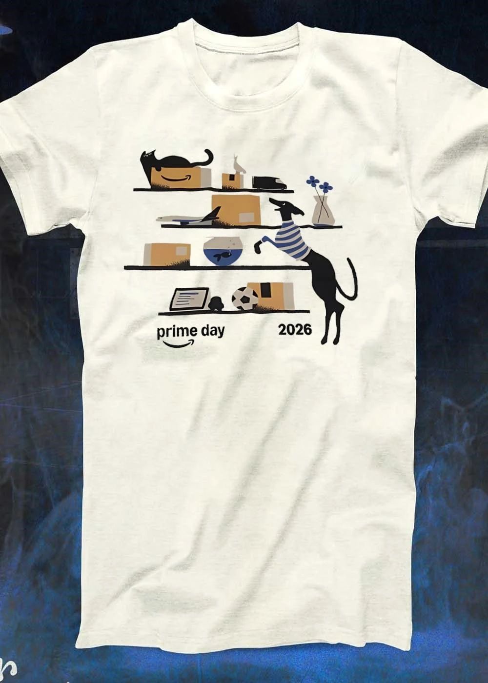 Prime Day 2026 Black Dog Standing on Shelves Graphic shirt
