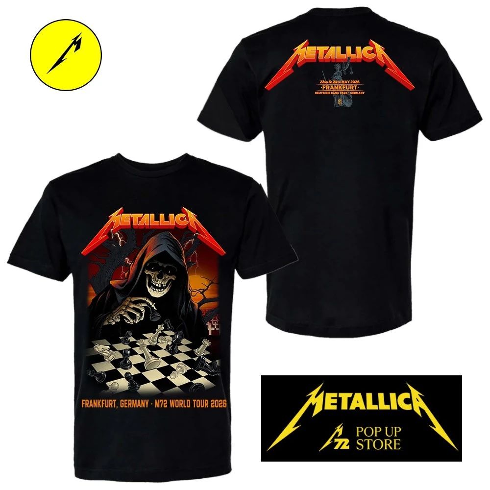 Metallica M72 Frankfurt 2026 Pop Up Shop Poster At Frankfurt Germany Deutsche Bank Park On 22 And 24 May 2026 Grim Reaper Chess Shirt