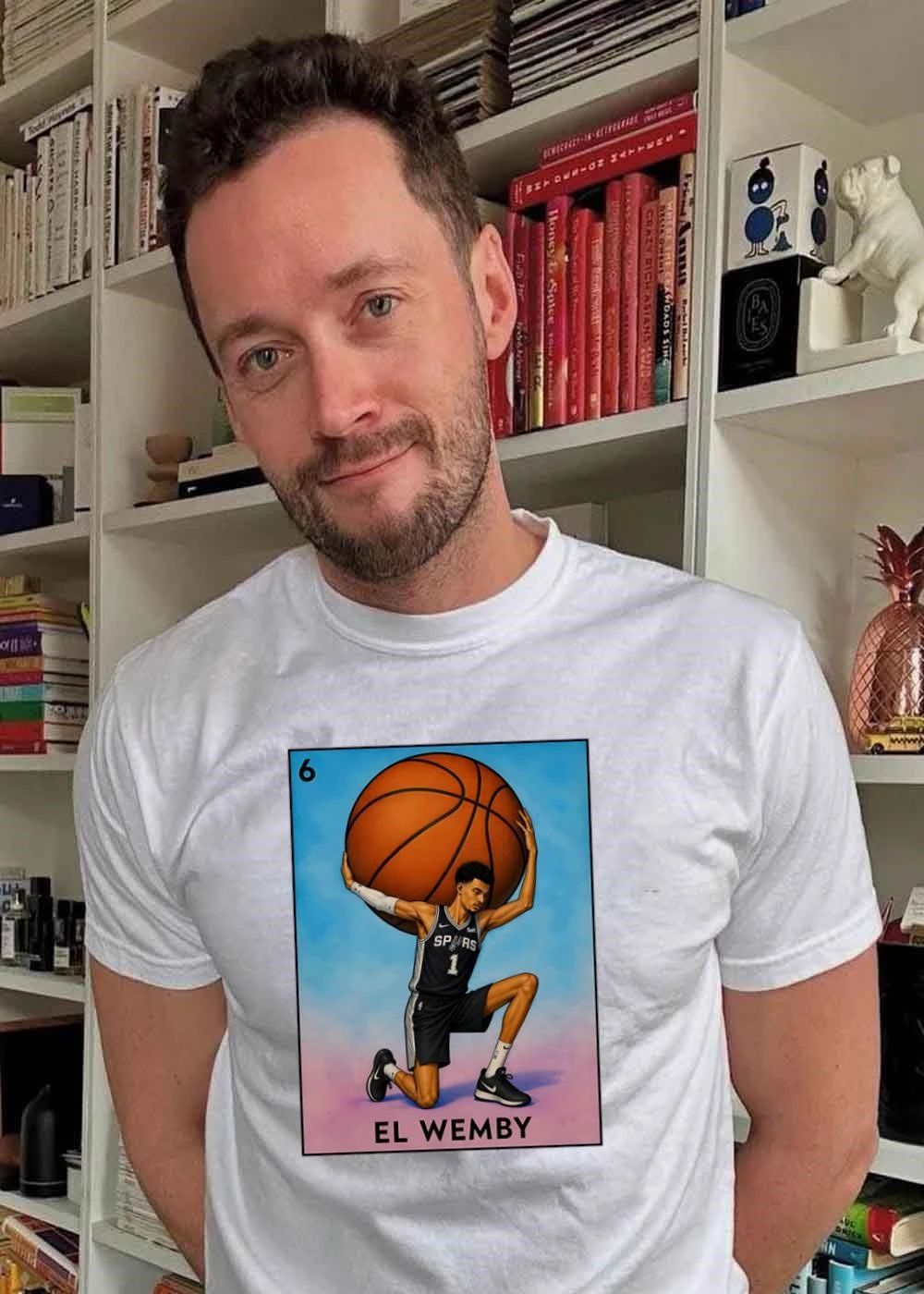 Lotería Style Victor Wembanyama Atlas Holding Basketball El Wemby Spurs T-Shirt