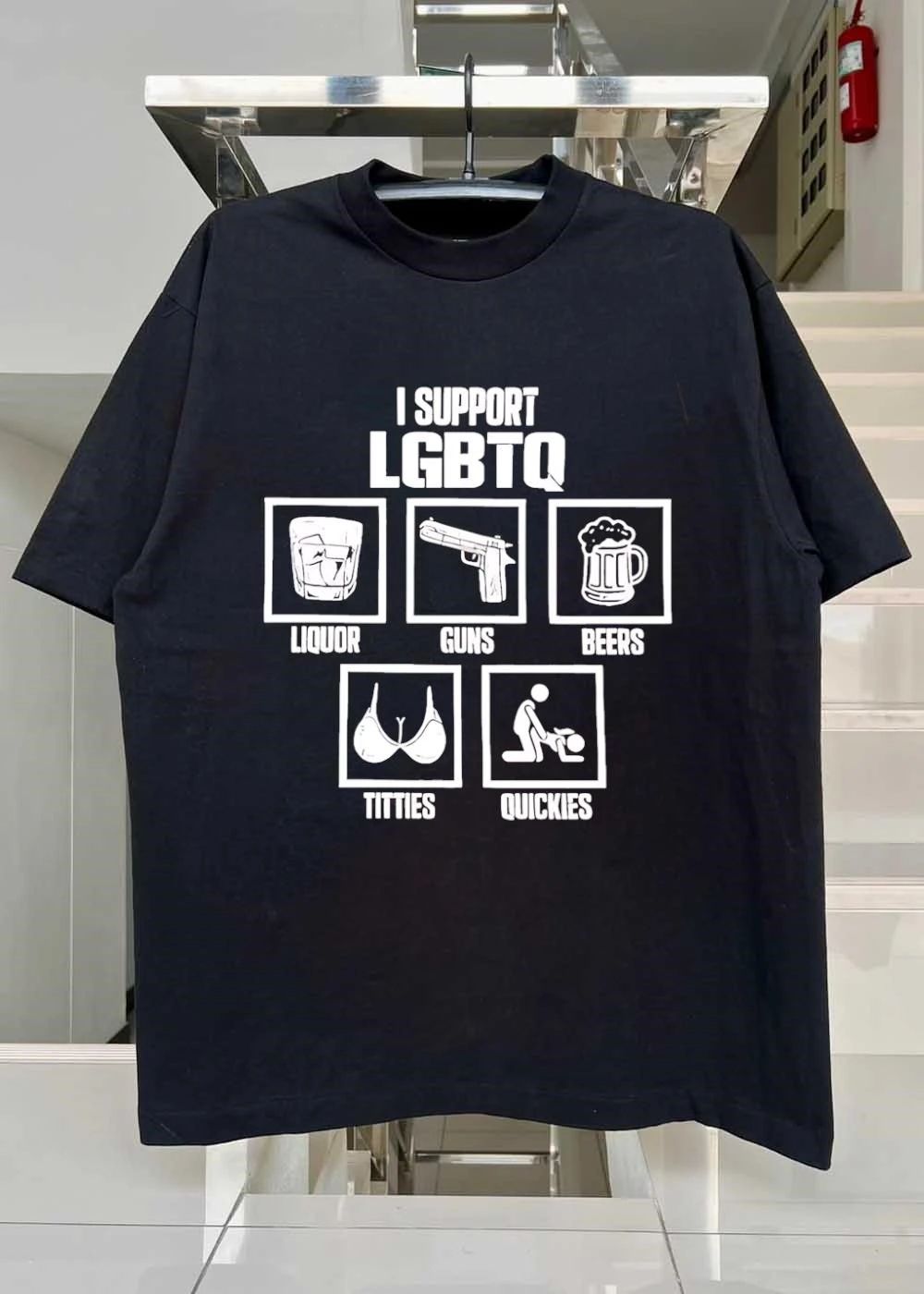 I Support LGBTQ Liquor Guns Beers Titties Quickies Humorous shirt