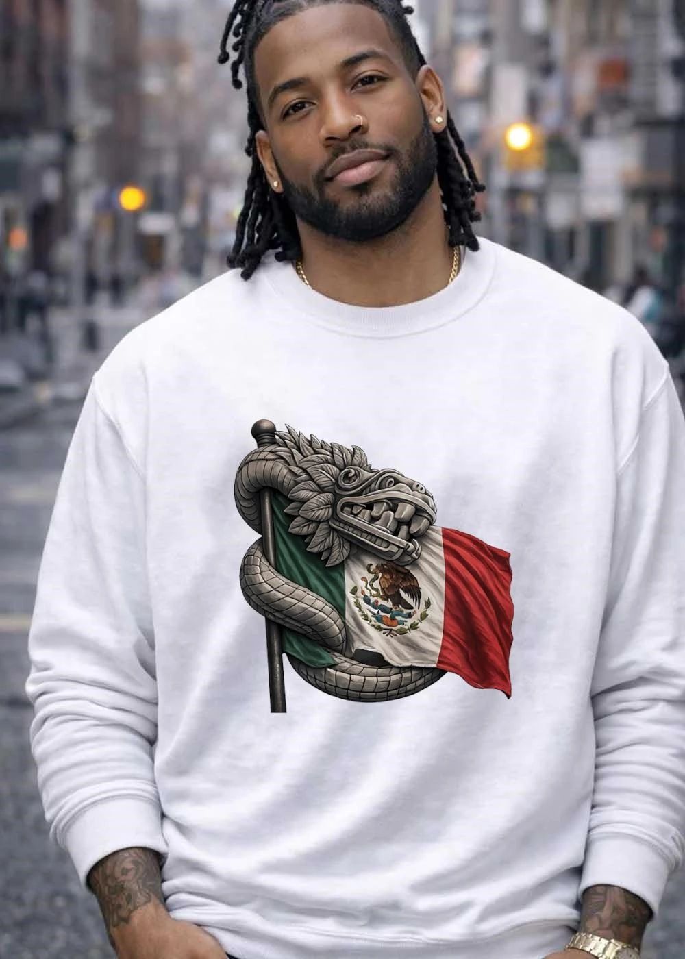 Quetzalcoatl Coiling Around Mexican Flag shirt