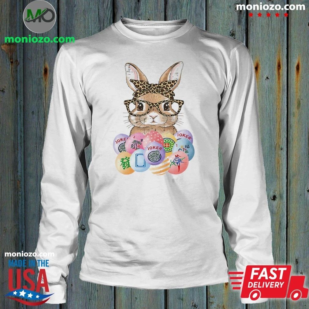 Easter Bunny Glasses Bandana Leopard Rabbit Shirt