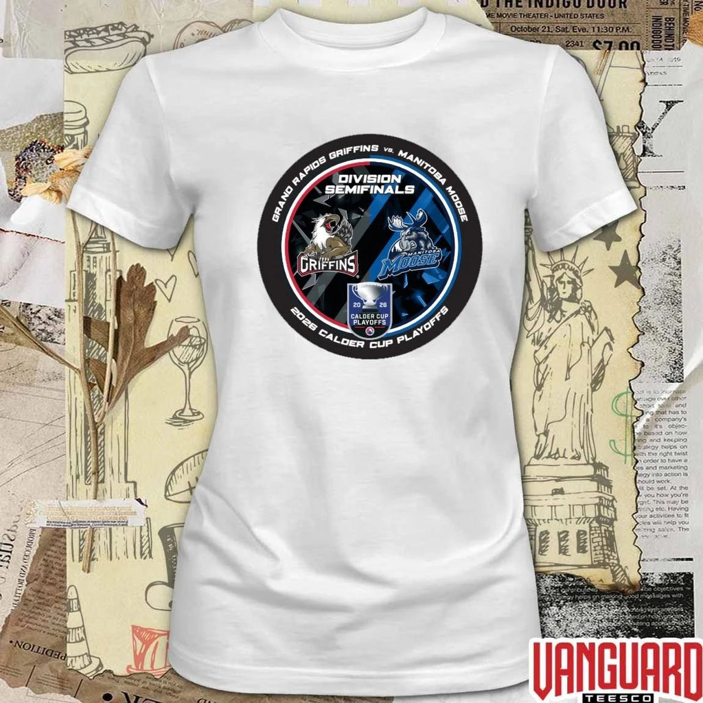 Grand Rapids Griffins vs Manitoba Moose 2026 Calder Cup Playoffs Division Semifinals Dueling Souvenir t-shirt