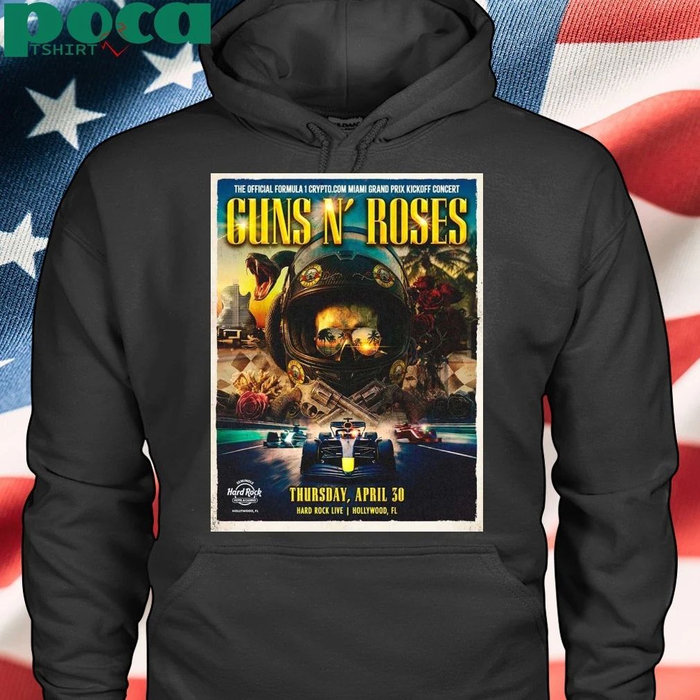 Guns N Roses F1 Miami Grand Prix 2026 Venue Poster Kickoff Concert At Hard Rock Hollywood Florida On April 30 2026 Poster T-shirt