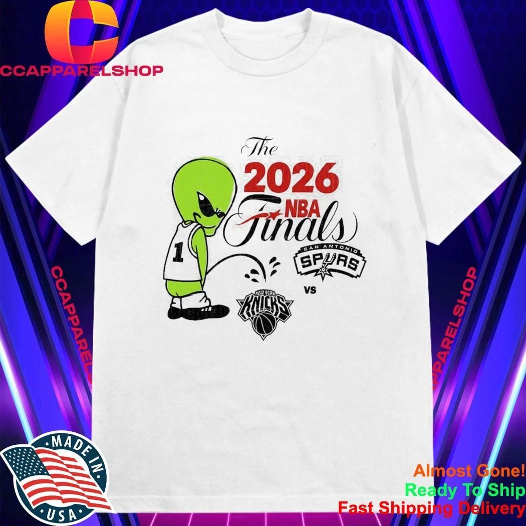 The 2026 NBA Finals Spurs Wemby Alien Pee On Knicks Shirt
