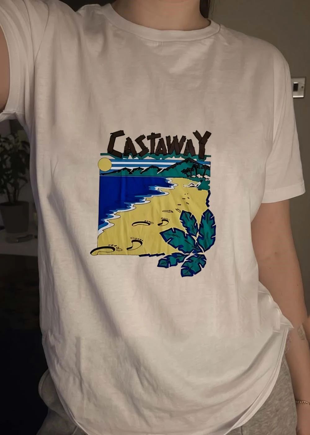 Island Escape Castaway Beach Footprints Tropical T-Shirt