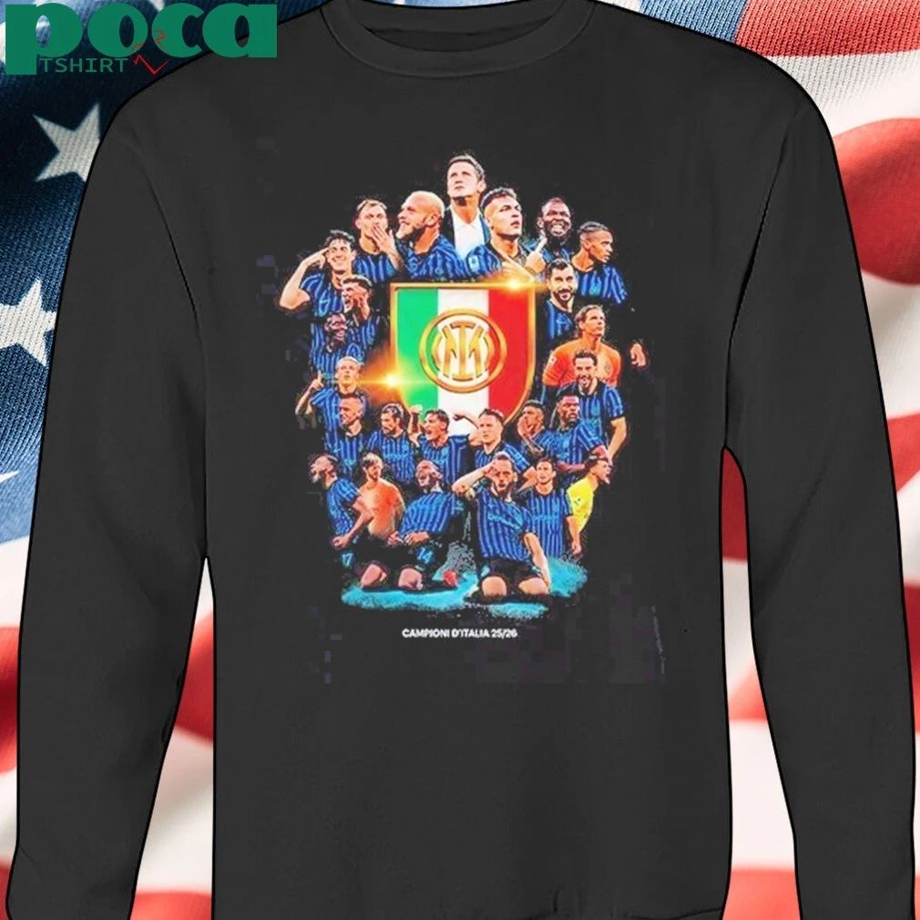 Inter Milan CAMPIONI D’ITALIA 2025 2026 Season Champion Serie A Italia Two Sided T-Shirt