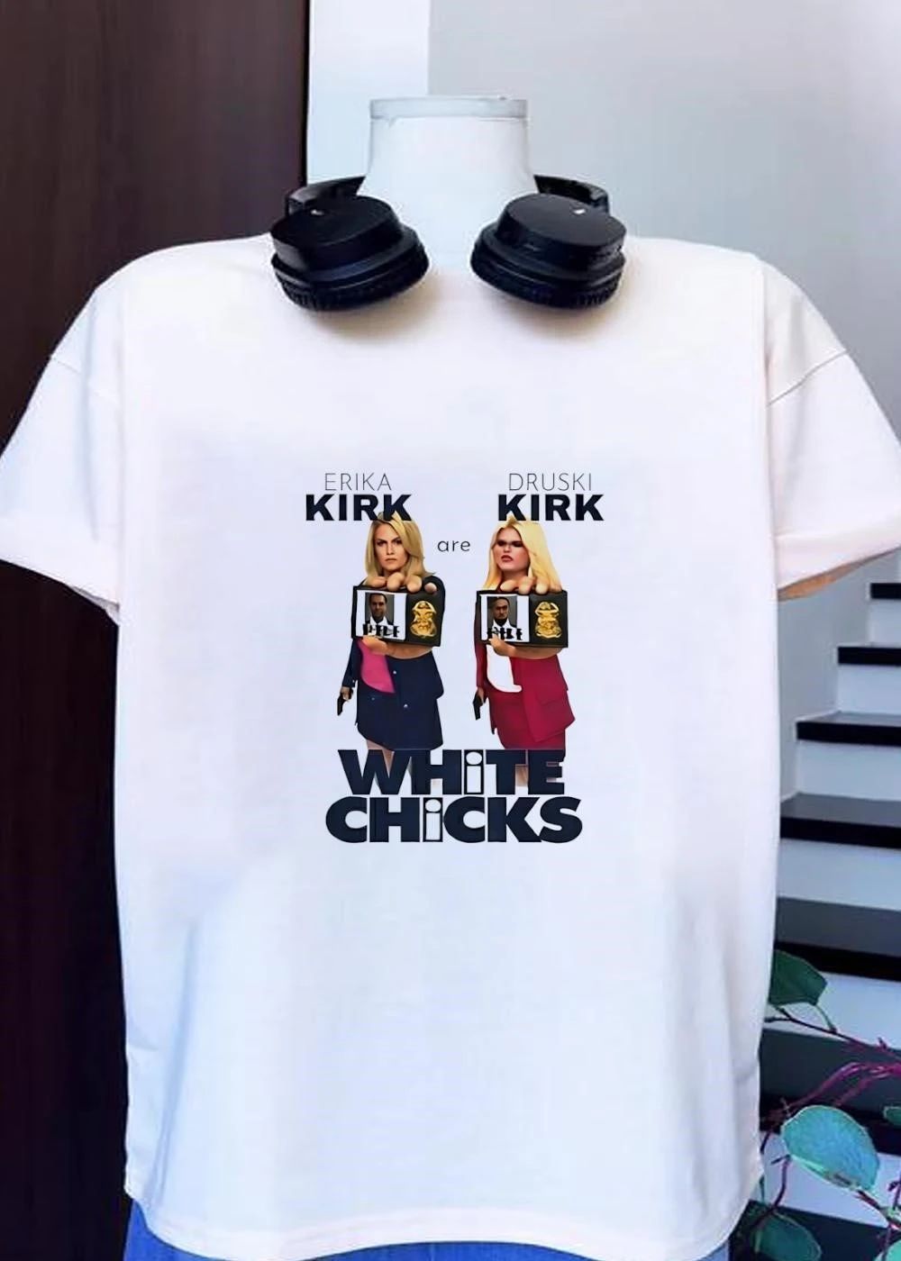 Funny Movie Parody Erika Kirk and Druski Kirk are White Chicks T-Shirt