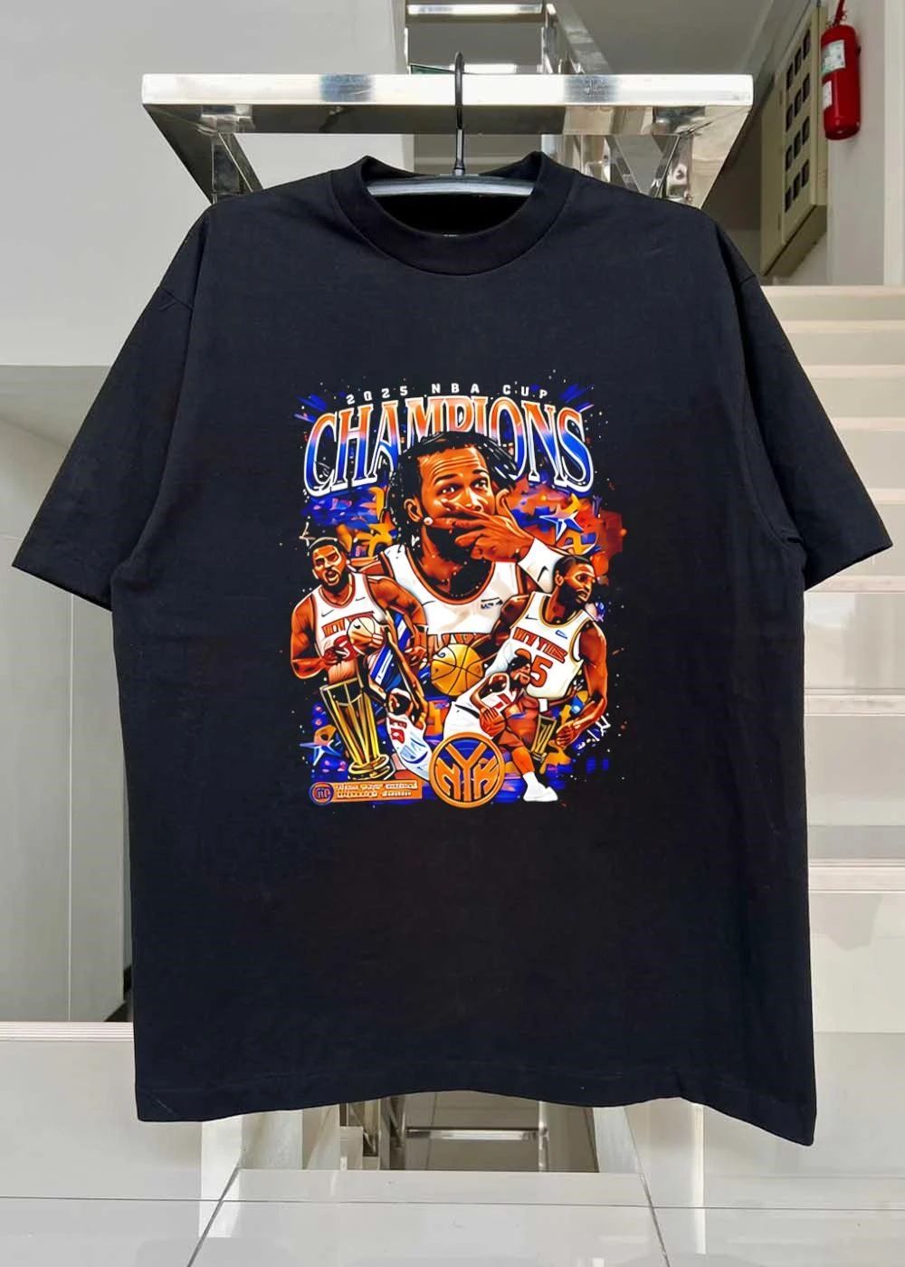2025 NBA Cup Champions Knicks Players Roster Trophy Shirt