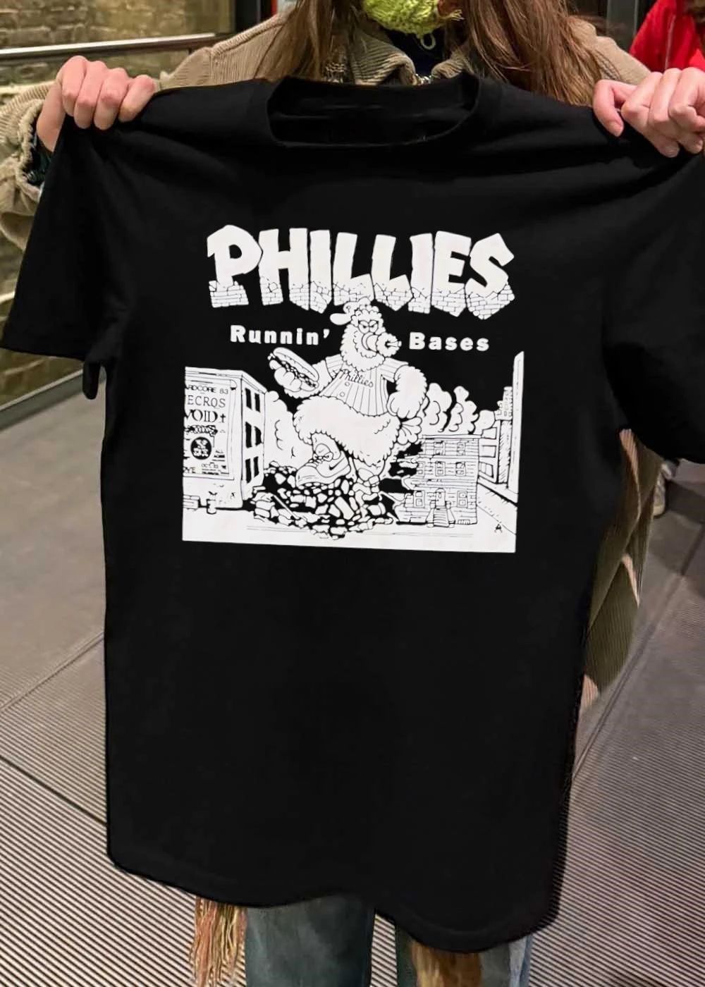 Hardcore 83 Necros Void Oct 22 The Phillie Phanatic Eating a Hoagie Runnin Bases Phillies T-Shirt
