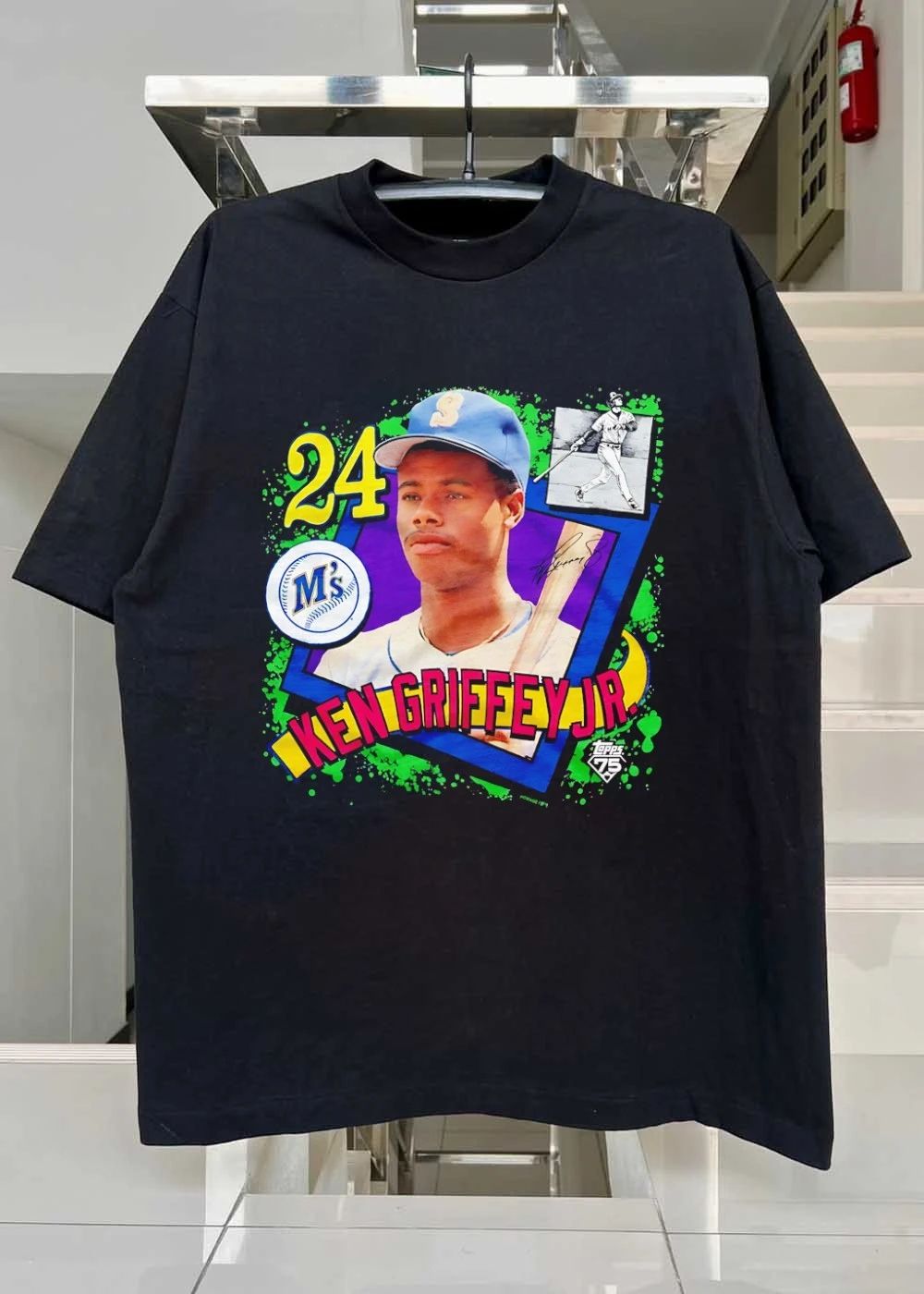 Ken Griffey Jr 24 Topps 75 Seattle Mariners baseball player shirt