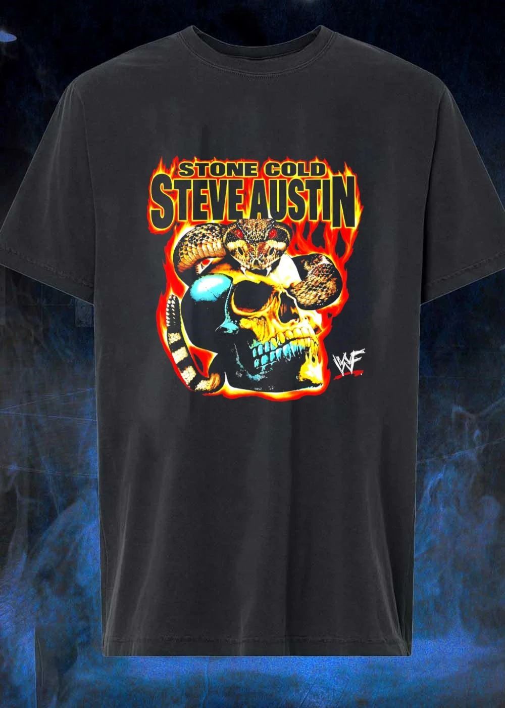 Stone Cold Steve Austin Skull and Snake Flaming WWF T-Shirt