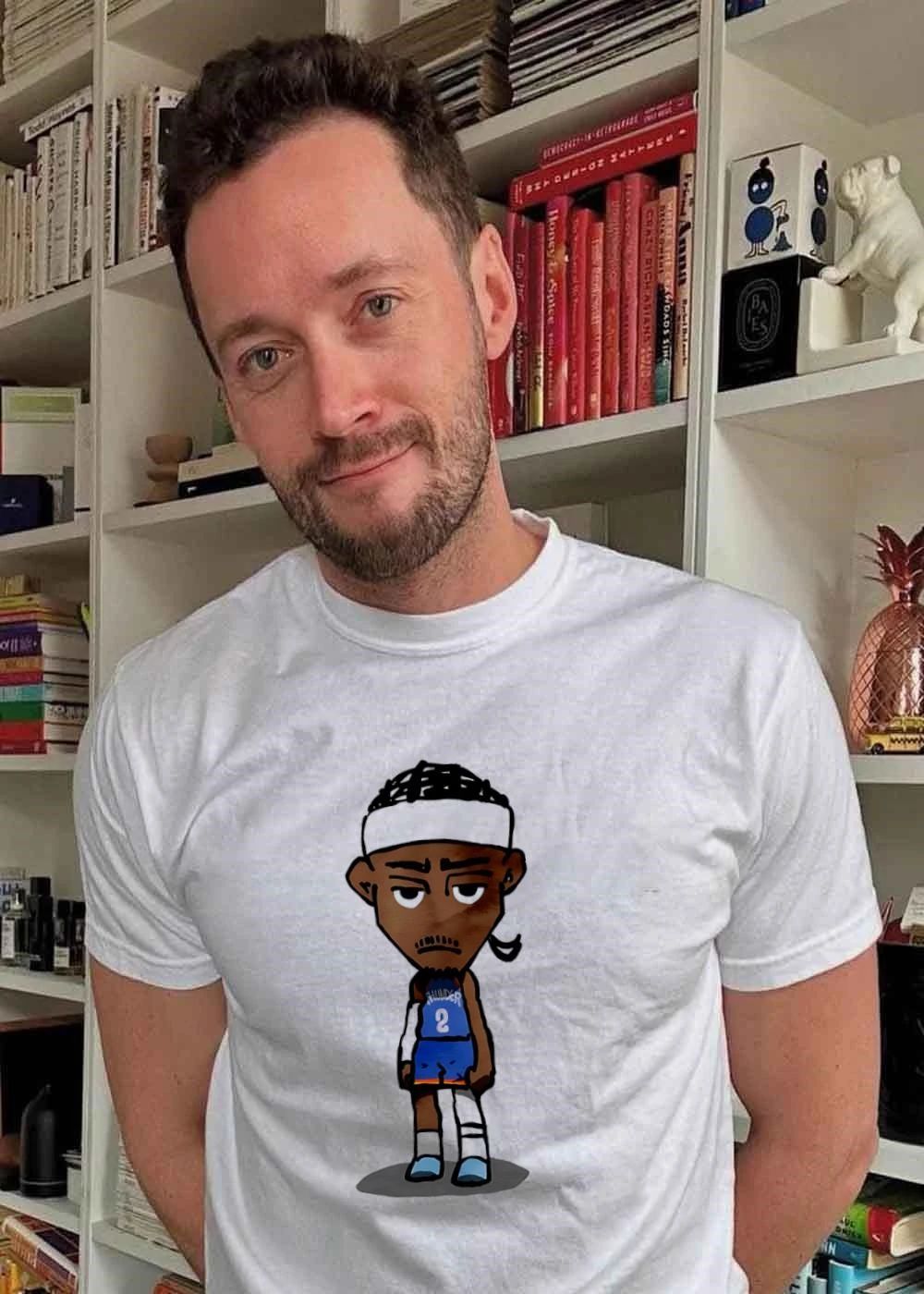 Shai Gilgeous-Alexander sad cartoon OKC shirt