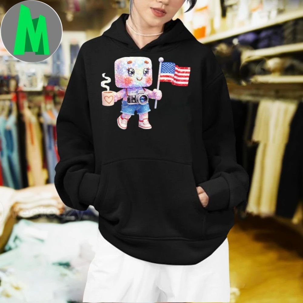 Original Box girl hand holding flag twinkle american flag Shirt