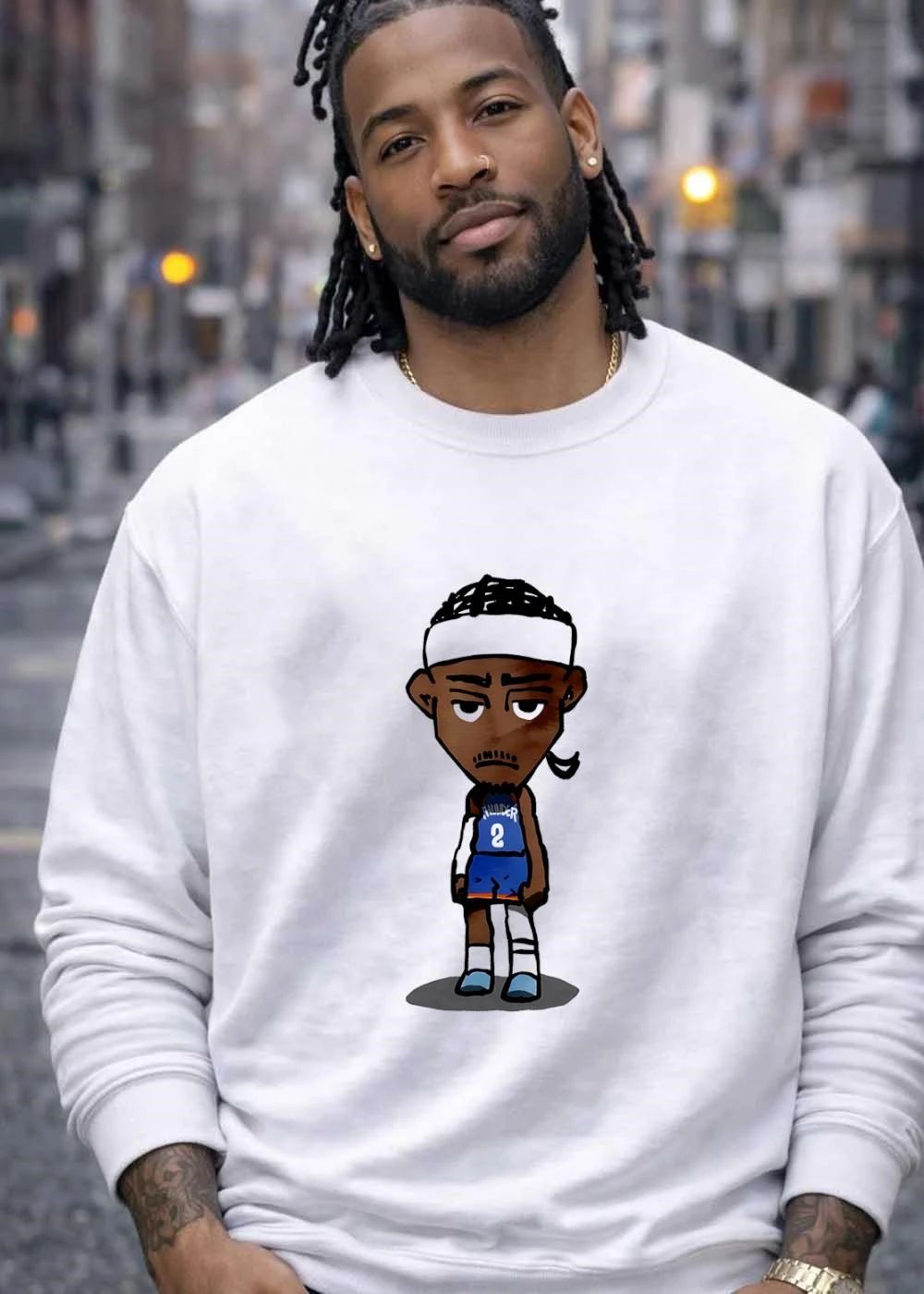 Shai Gilgeous-Alexander sad cartoon OKC shirt