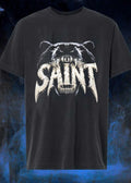 Black Bear Vicious Growl Saint Silver Cracked Metallic T-Shirt
