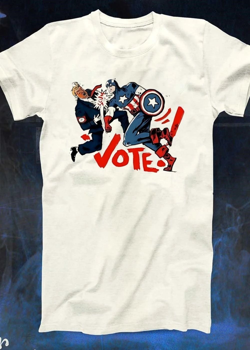 Captain America punch Donald Trump vote cartoon shirt
