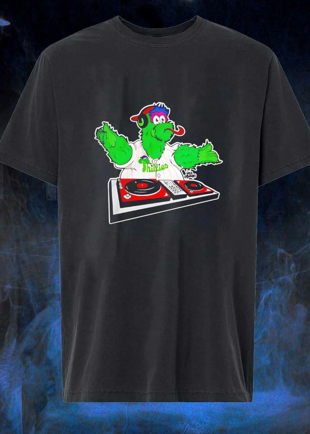 Phillie Phanatic Mascot DJ Turning Records Philadelphia Baseball shirt