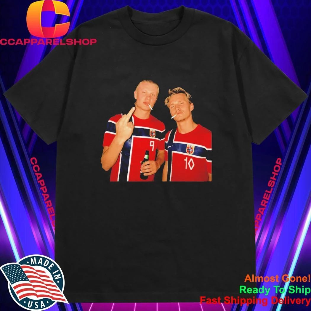 Erling Haaland and Martin Odegaard Norway smoking middle finger shirt