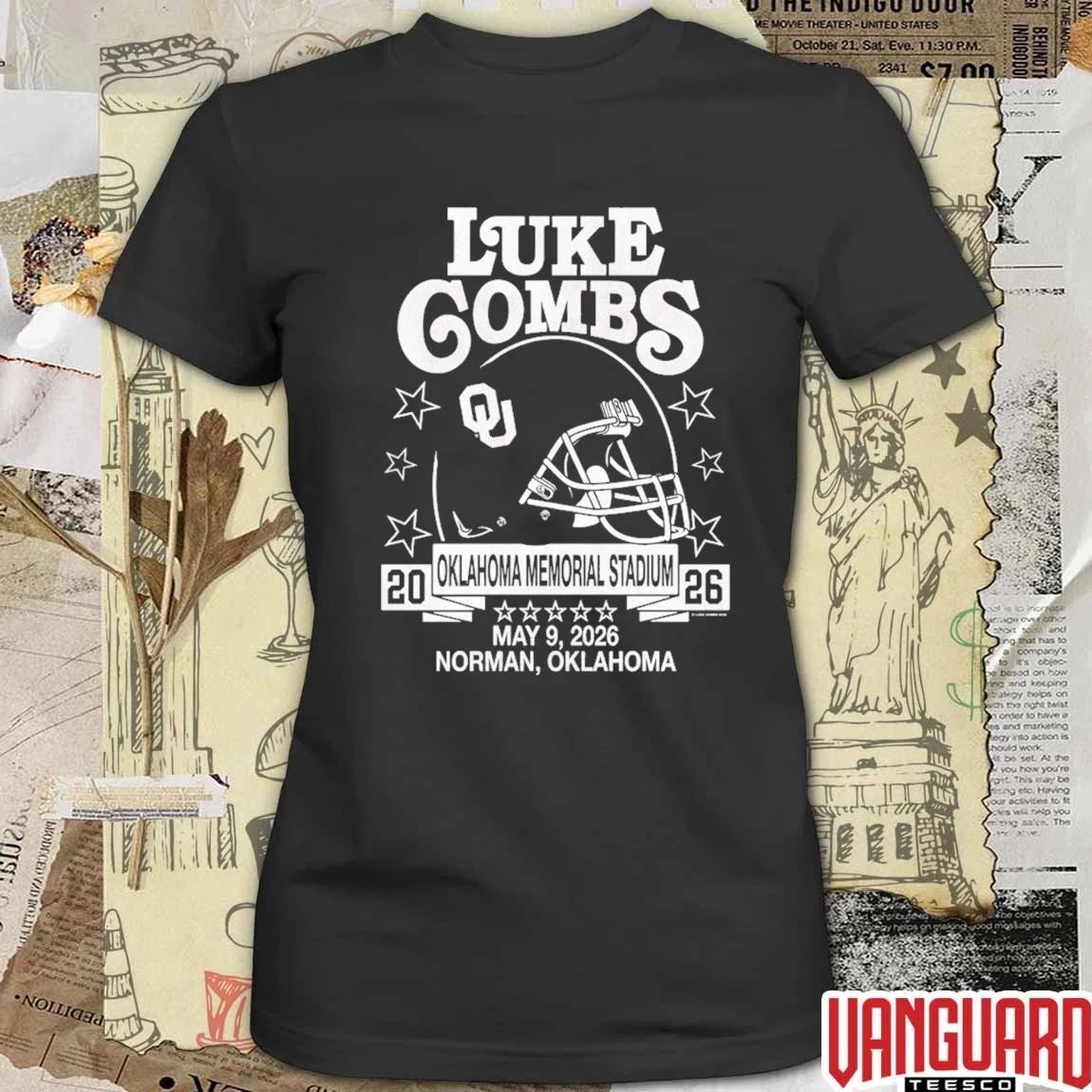 Luke Combs May 9 2026 Oklahoma Memorial Stadium Norman OK Oklahoma Sooners Helmet t-shirt