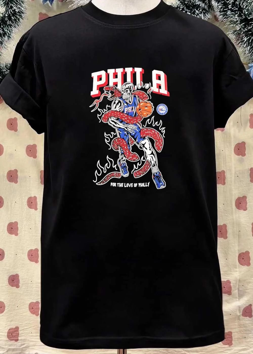 For the Love of Philly Skull Basketball Snake Philadelphia 76ers shirt