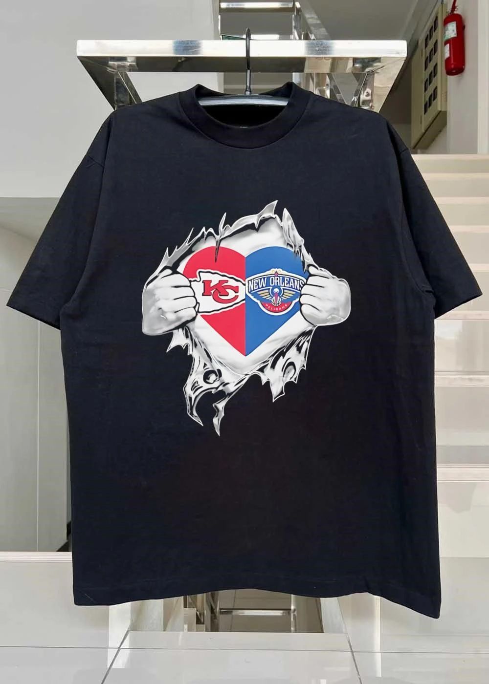KC Pelicans Heart Ripped Open T-Shirt