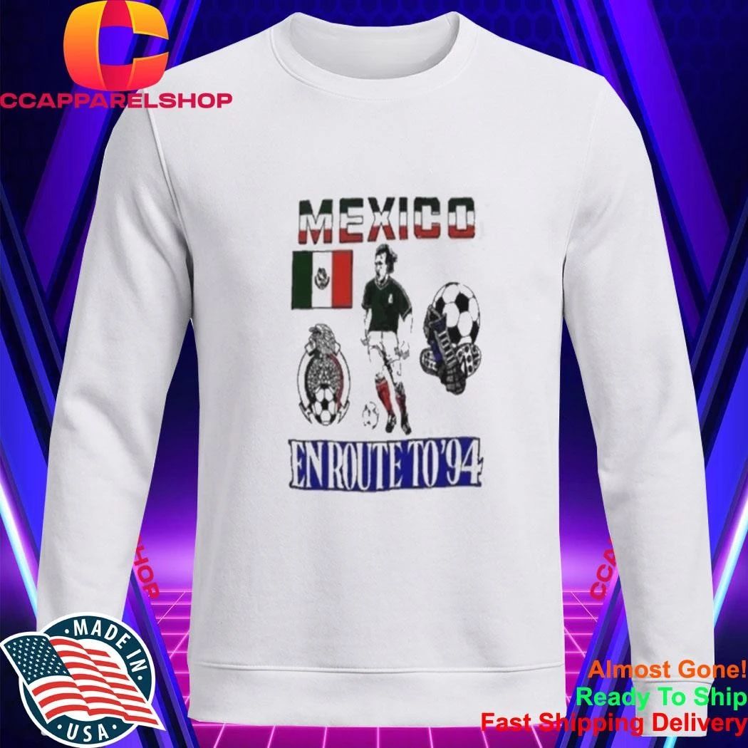 Mexico En Route To 94 Vintage Soccer Football Crest Flag Shirt
