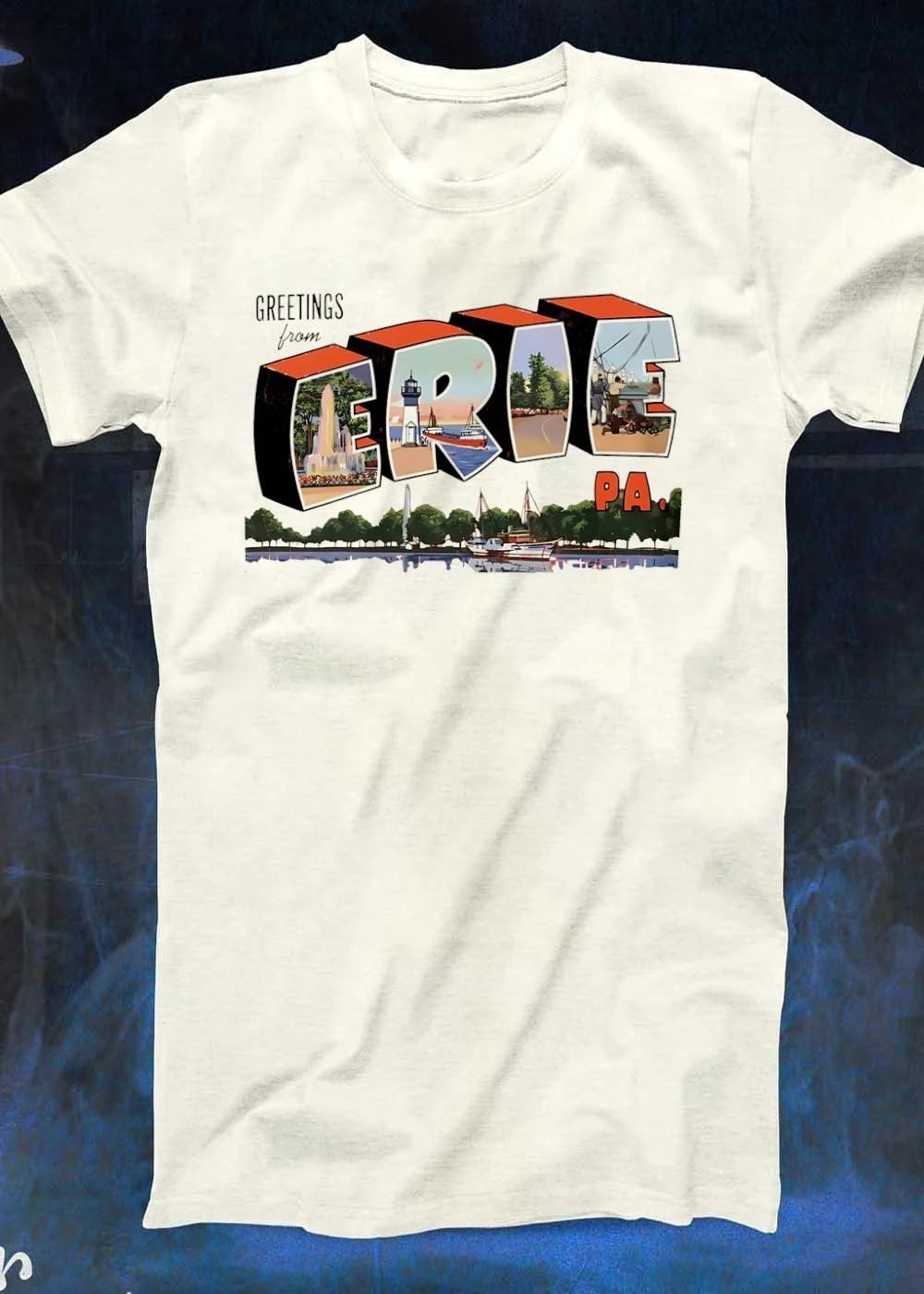 Greetings from Erie PA Historic Landmark Lakefront Vessel Print T-Shirt