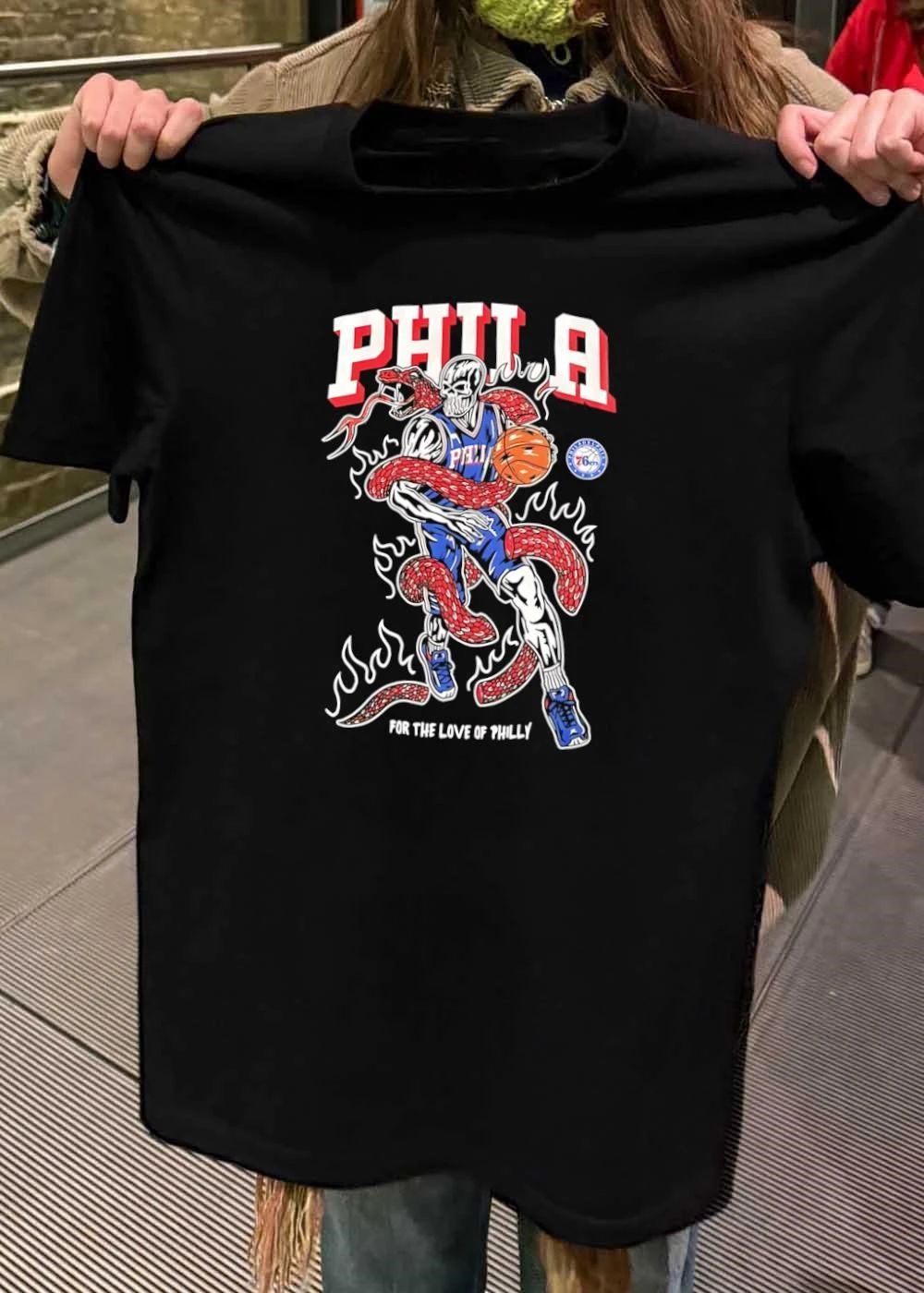For the Love of Philly Skull Basketball Snake Philadelphia 76ers shirt