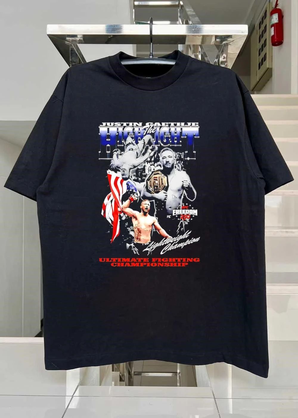 Justin Gaethje highlight the fight UFC Freedom 250 Lightweight Champion shirt
