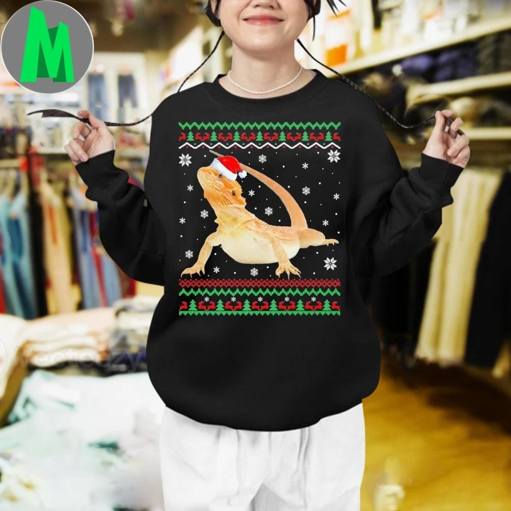 Funny Bearded Dragon Christmas Pajamas Ugly Xmas Shirt