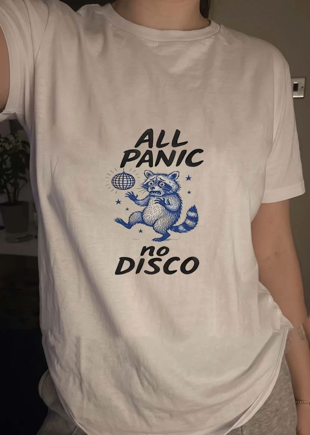 Raccoon panic disco disco ball stars night event all panic no disco shirt