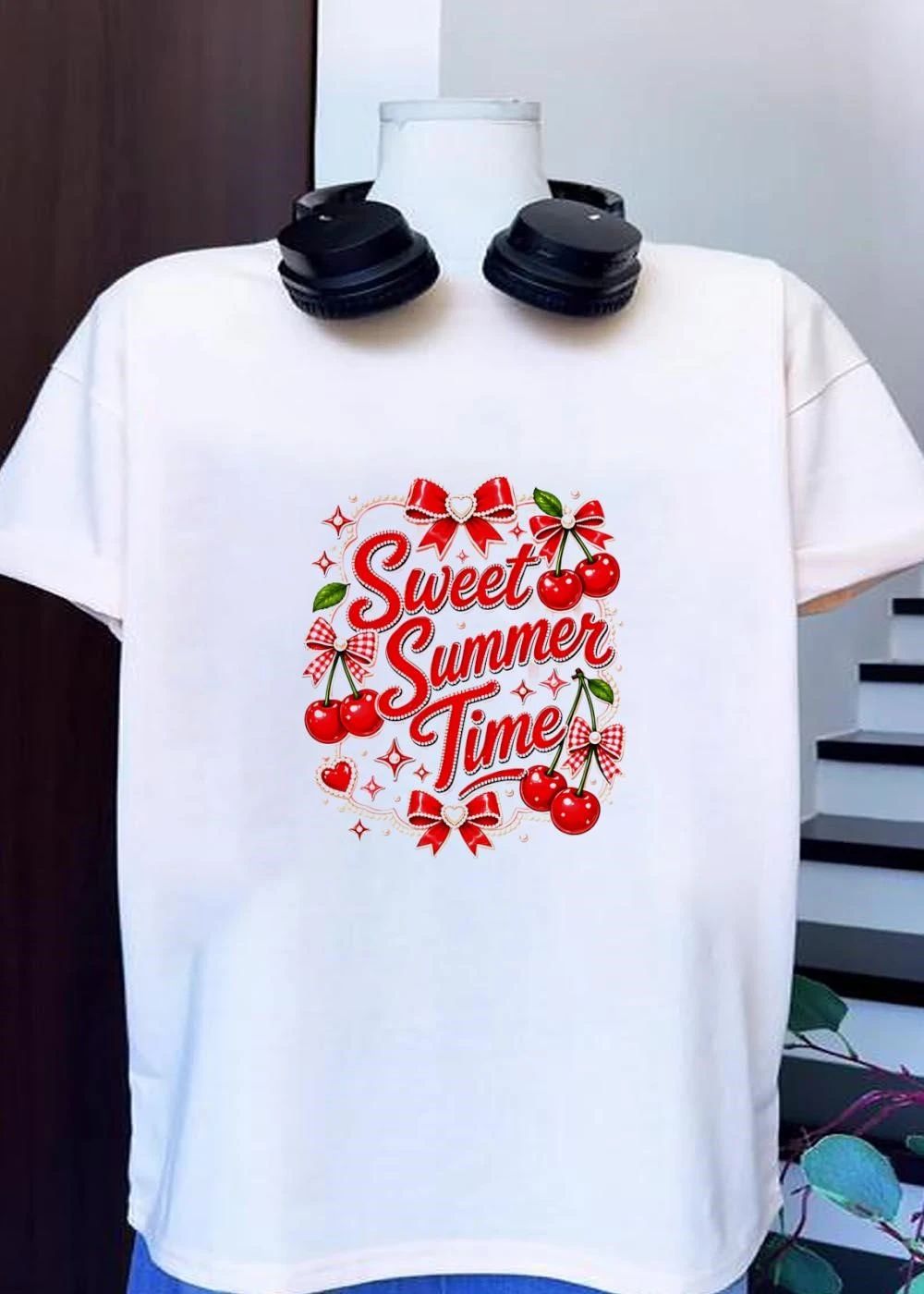 Sweet Summer Time Pearl Ribbon Cherry shirt