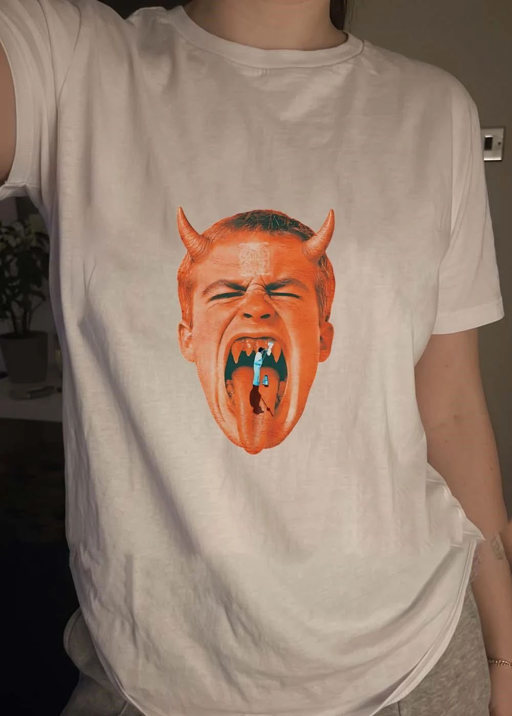 Cleaner at Work Devil Face Graphic T-Shirt