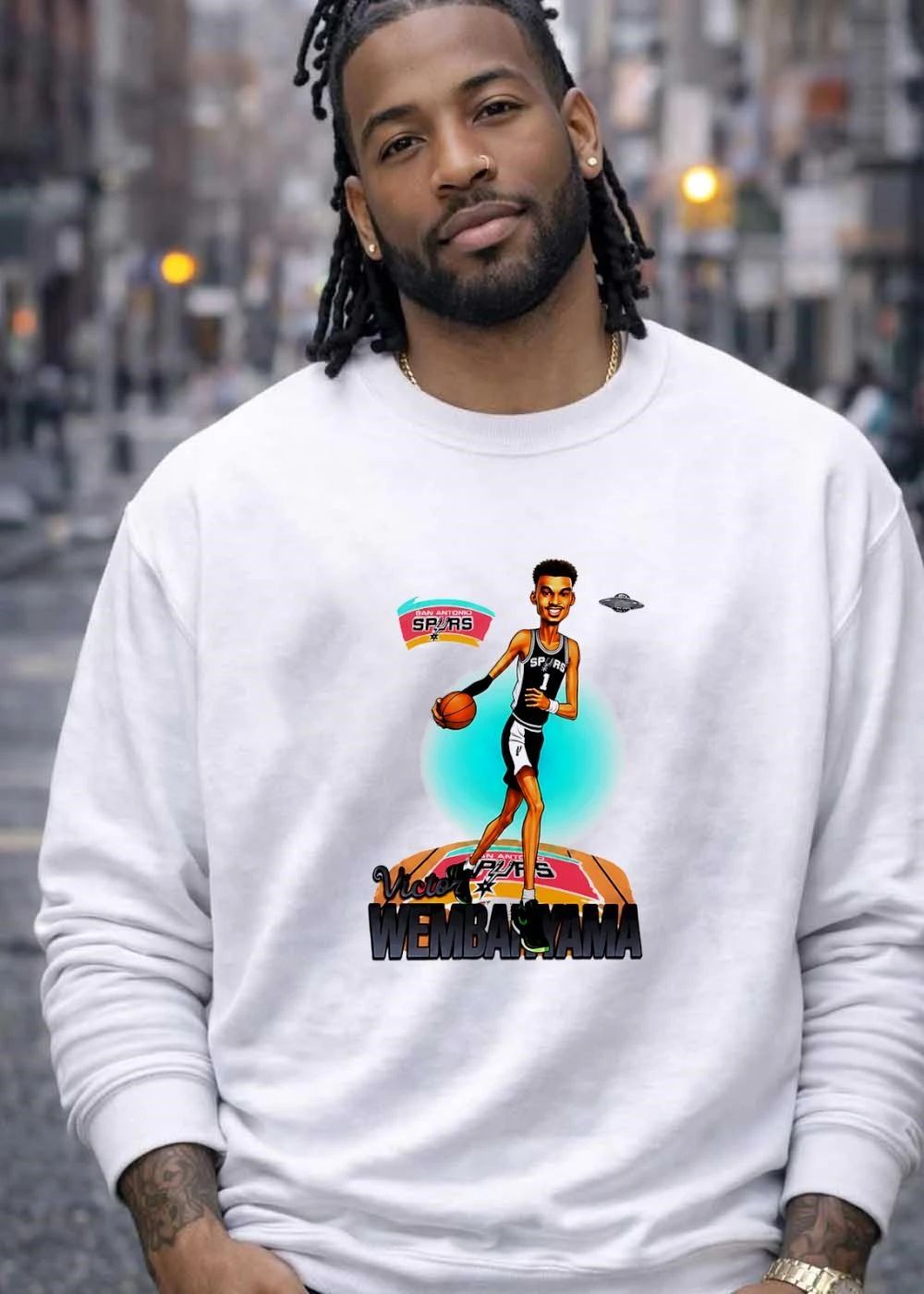 Raincloud Studios Victor Wembanyama Dribbling Basketball San Antonio Spurs T-Shirt
