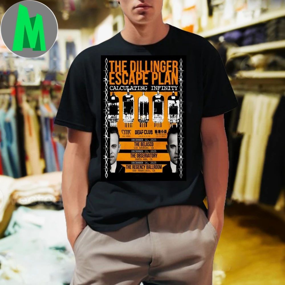 Original The Dillinger Escape Plan California 2025 Tour Poster Shirt