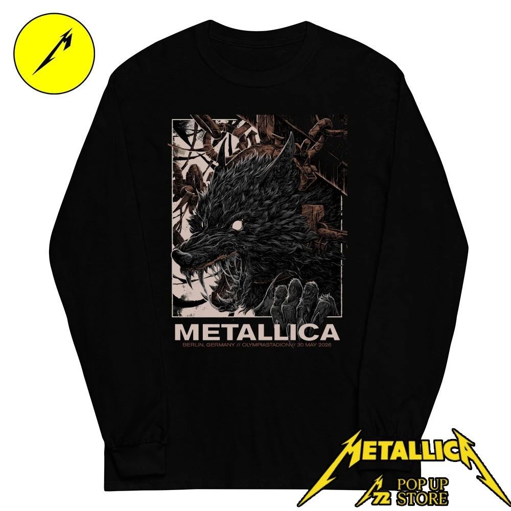Metallica M72 Berlin 2026 Wolf T-Shirt – May 30, 2026 at Olympiastadion, Germany – Artwork by Collin Estrada