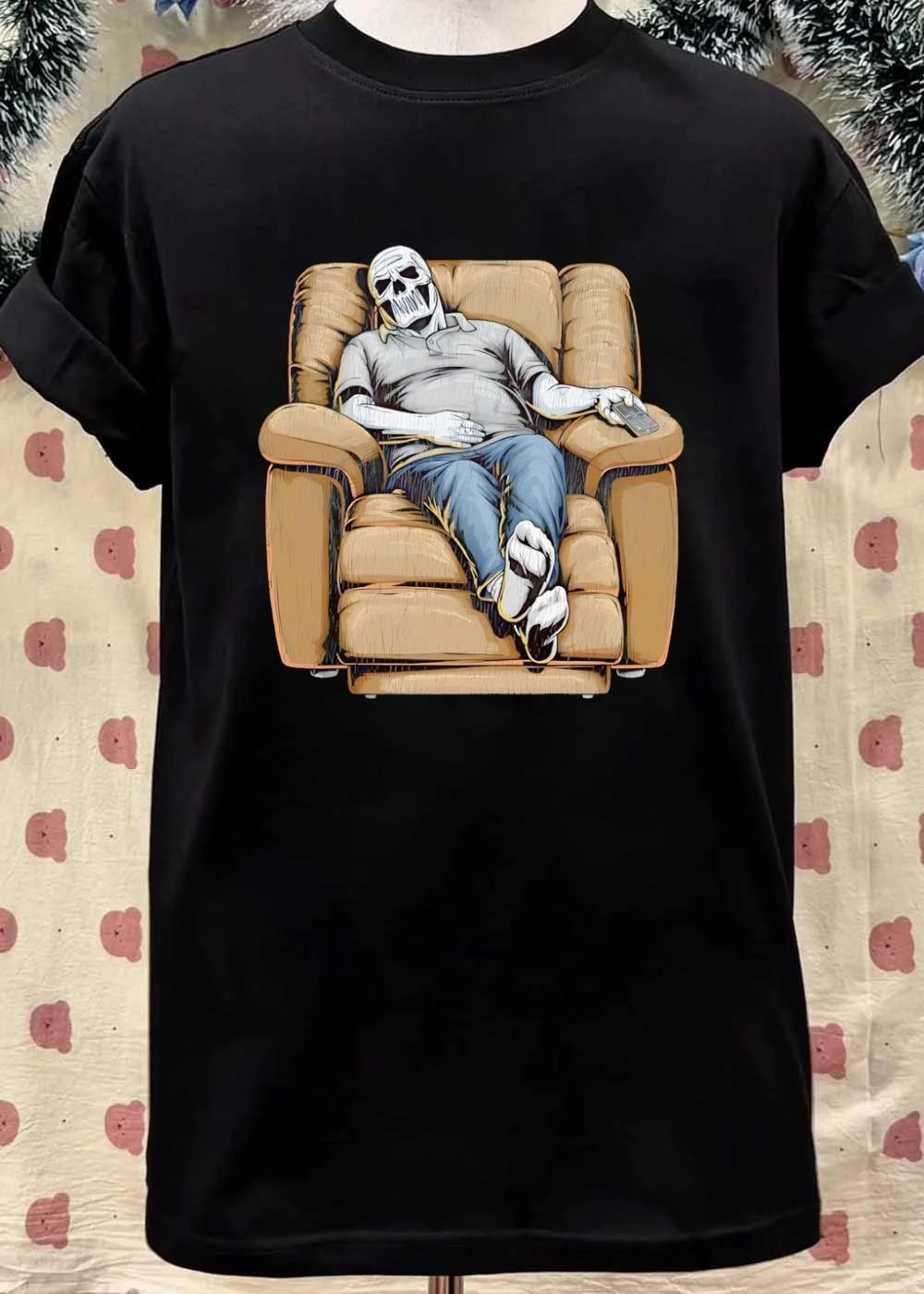 Dying to Relax Skeleton Resting in Recliner T-Shirt