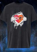 KC Orioles Shirt Heart Ripped Chest T-Shirt
