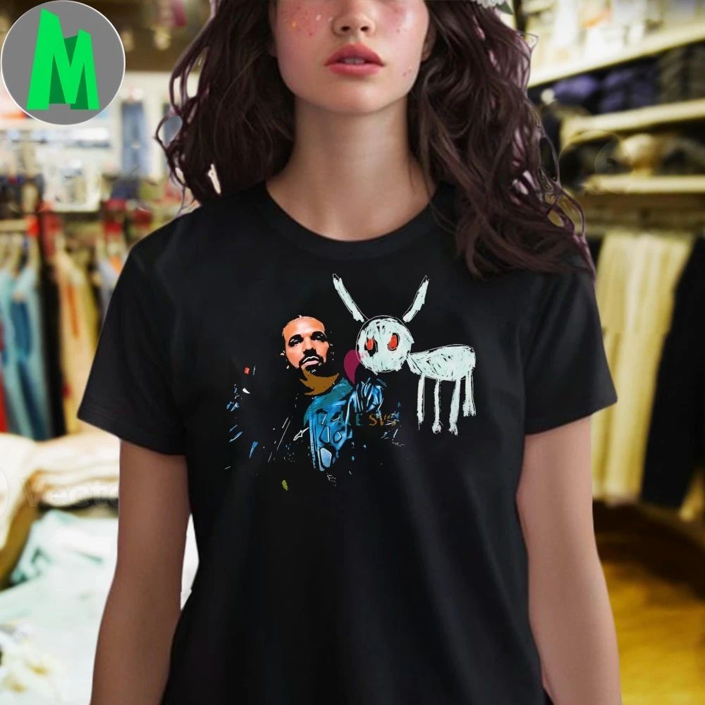 Drake Vintage Leather Jacket Bunny Sketch Shirt