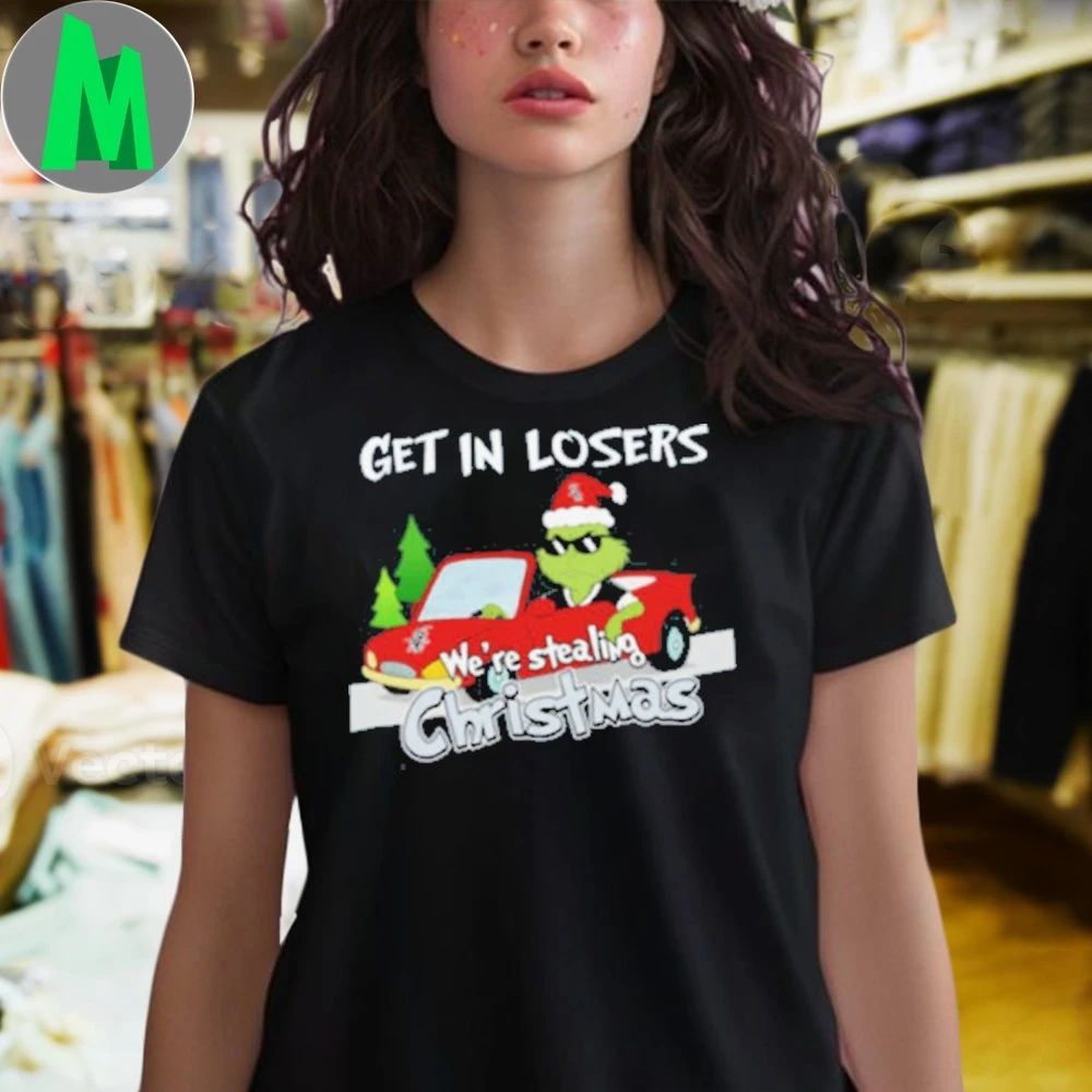 Chicago White Sox Grinch Christmas Get In Losers We’re Stealing Christmas Holiday Logo Shirt