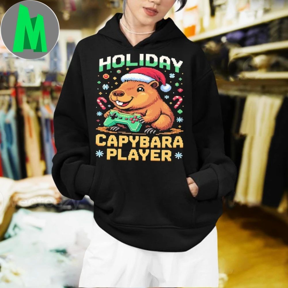 Holiday Capybara Player Funny Gamer Christmas Shirt