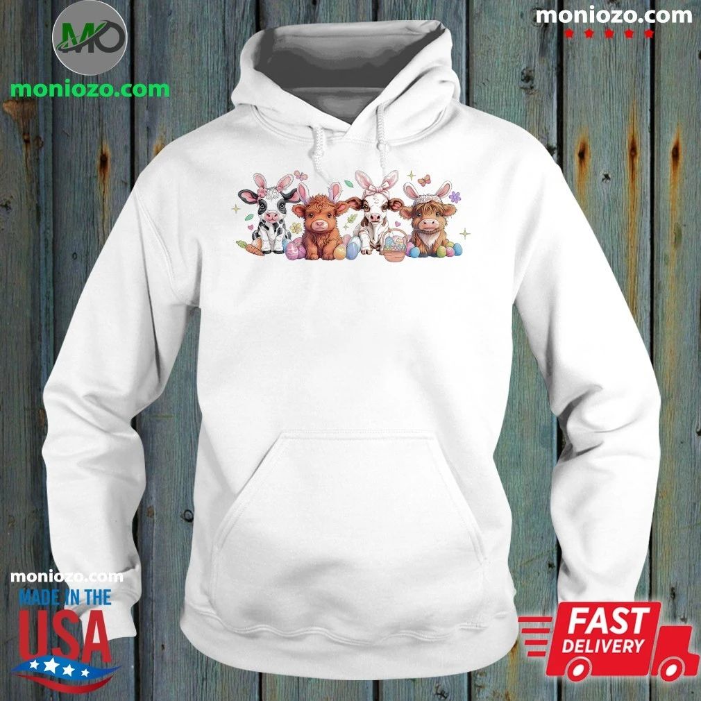 Original Cute Easter Cow Bunny Ear Cow Easter Farm Animal Easter Clipart Shirt